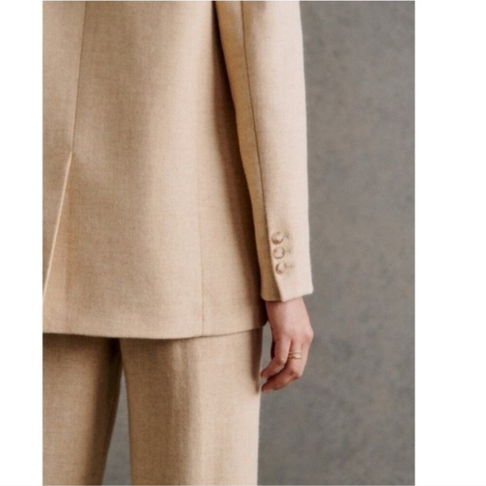 Sezane Paris Michele Jacket Blazer in a Pale Yellow Mottled Ecru Size 38 Medium - Picture 4 of 16